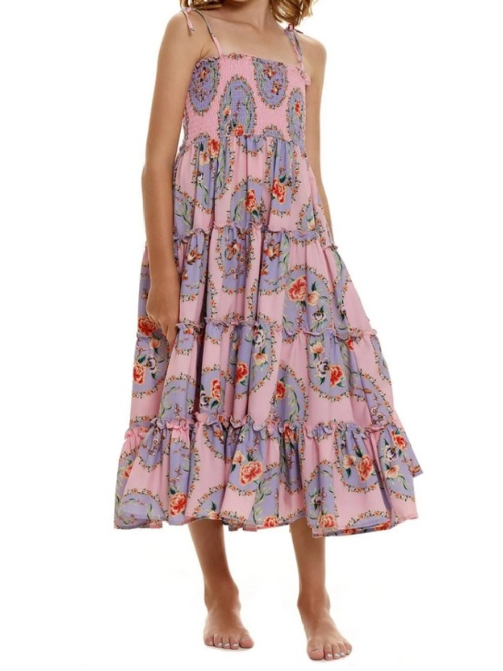 agua bendita malika korin dress girls 12 pink koi fish flowers love shack swim